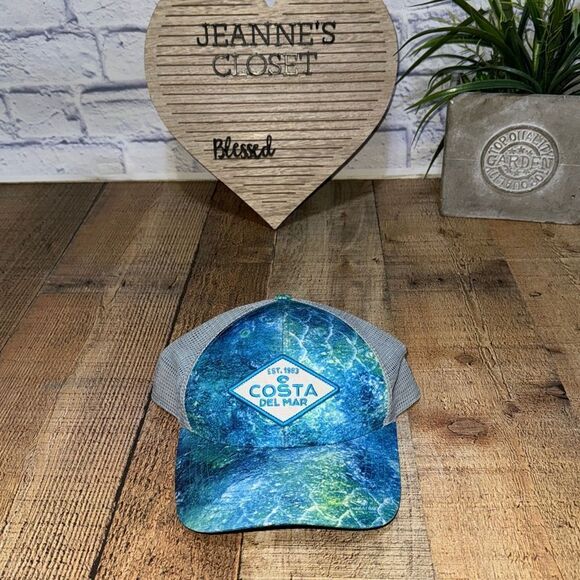 New Costa Del Mar Mossy Oak Coastal Mens Trucker Snapback Cap Hat - Picture 6 of 8